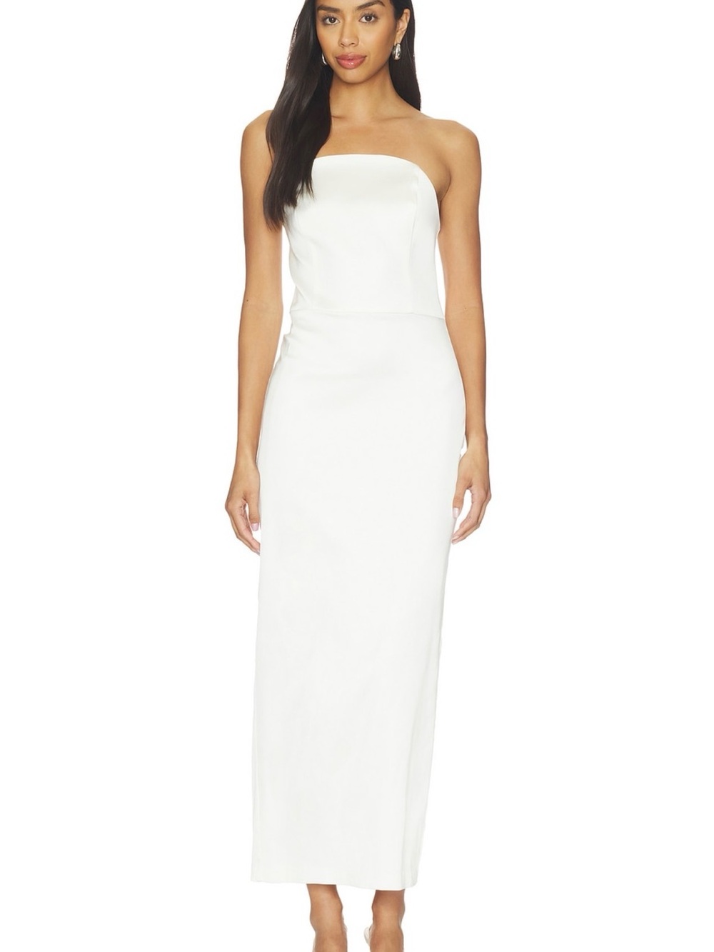 Amanda Uprichard White Strapless Column Gown